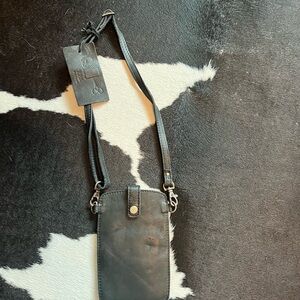 Rock Paper Scissors Black Leather Crossbody Bag